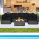 Costway 7PCS Patio Rattan Furniture Set Sectional Sofa Cushioned Garden - Black
