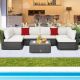 Costway 7PCS Patio Rattan Furniture Set Sectional Sofa Cushioned - Off White