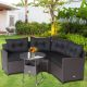 Costway 4PCS Patio Rattan Furniture Set Cushioned Sofa Glass Table Garden - Mix Brown/Black