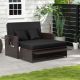 Costway Patio Rattan Loveseat Set Daybed Lounge Storage Ottoman Side Tables Adjust - Black