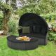 Costway Patio Round Daybed with Retractable Canopy Rattan Sectional Seating - Black