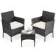 Bestier - Besiter WeatherShield Outdoor Lounge Set | 2 All-Weather Wicker Chairs + Tempered Glass Coffee Table - Black