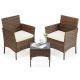 Bestier - Besiter WeatherShield Outdoor Lounge Set | 2 All-Weather Wicker Chairs + Tempered Glass Coffee Table - Brown USBBY-HJ777044