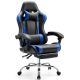 Bestier - Gaming Chair - PU Leather Fixed up Armrest Comfy Lumbar Support Ergonomic Arm Chair in With Double Arm & Footrest - Blue