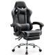 Bestier - Gaming Chair - PU Leather Fixed up Armrest Comfy Lumbar Support Ergonomic Arm Chair in With Double Arm & Footrest - Gray