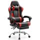 Bestier - Gaming Chair - PU Leather Fixed up Armrest Comfy Lumbar Support Ergonomic Arm Chair in With Double Arm & Footrest - Red