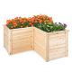 Costway - 24'' L-Shaped Deep Root Planter Box Wooden Raised Garden Bed with Open-Ended Base - Natural