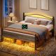 Pinmoco - King Metal Platform Bed Frame with LED Headboard, 16.5