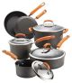Rachael Ray 10-Piece Nonstick Cookware Set - Gray/Orange