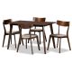 Baxton Studio Nori 5-Piece Light Beige and Walnut Dining Set 1681081310807HD
