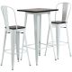 HOMCOM 3-Piece White Bar Table Set with Footrests and Metal Frame 835-294WT