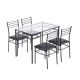 Karl home 5-Piece Rectangle Glass Top Black Dining Table Set 303868583150