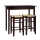 Linon Home Decor Claude 3-Piece Rectangular Wood Top Espresso Counter-Height Bar Table Set THD03218