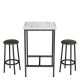 mieres 3-Piece Square Counter Height Table Bistro Dining Faux Marble Top White Table and 2-Faux Leather Stools Set WYZW368356331