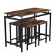 mieres Haight 5-Piece Rectangle Wood Top Distressed Brown Counter Height Dining Table Set WING36835755