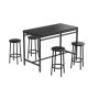 mieres Loko 5-Piece Counter Height Dining Table Set, Bar Table and Round Chair Set with Black Top Sturdy Metal Frame WYZW368357651