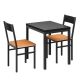 HOMOOI 3-Piece Black Dining Table Set Cushioned Chairs Small Kitchen Table 29.5 in. W x 23.6 in. D x 29.1 in. H (Set for 2) HDT757301WB-HD