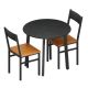 HOMOOI 3-Piece Black Dining Set Cushioned Chairs, Small Round Kitchen Table 33.8 in. W x 33.8 in. D x 29.5 in. H (Set for 2) HDT907401WB-HD