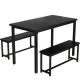 mieres 3-Pieace Dining Table Set with 2-Beanch and 1-Rectangle Table, Metal Frame and Wood Top WYZW368357891