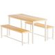 mieres Dora 3-Piece Rectangle Beige Wood Top Dining Room Table Set (Seats 4-to 6) WING36835790