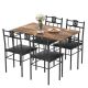 VECELO 5-Piece Dining Table Set Wooden Kitchen Table 1 Table 4 Chairs Metal Legs, Rectangular Dining Table Sets，42.1