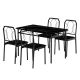 VECELO Dining Table Set For 4, 43.3 in. L, Black Rectangle Table Set 29.9in.H, Wooden Marble Texture Accent Table With 4 Chairs KHD-MX-TC12-BLK