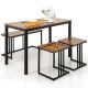 Gymax 4-Piece Dining Table Set Industrial Kitchen Table Set with Bench and 2 Stools for 4 GYM10449