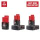 Milwaukee M12 12-Volt Lithium-Ion 6 Ah/4 Ah/2 Ah Extended Capacity Battery Packs (3-Batteries) 48-11-2463