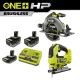 RYOBI ONE+ 18V HP Kit w/(2) 4.0Ah, 2.0Ah Battery, 2-Port Charger, ONE+ Brushless 7-1/4