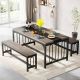 TRIBESIGNS WAY TO ORIGIN Alan 3-Piece Gray Wood Dining Table Set with Bench Seats 4-6 LDH4JW0ML502