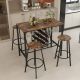 HONEY JOY 5-Piece Wood Bar Height Dining Set 4-Person Bar Table and Stools Set with Wine Racks And Glass Holders Home Kitchen TOPB007175