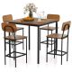 Costway 5-Piece Industrial Wood Top Dining Table Set with Counter Height Table, 4-Bar Stools Walnut HCST00371