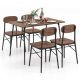 Costway 5-Piece Modern Rectangle Rustic Brown Wood Top Dining Room Set Seats 4 HCST00358