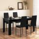 Gymax 5-Piece Modern Rectangular Black Wood Top Kitchen Table Set with 4 PVC Leather Dining Chairs (Seats 4) GYM13565