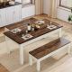BYBLIGHT Roesler 3-Piece Rectangle Brown and White Wood Top Dining Room Set (Seats-4) BB-F1991QP