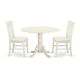 East West Furniture 3-Piece Linen White Finish Solid Wood Top - Dining Room Set - Seats 4 DLNO3-LWH-W-440-HD