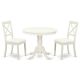East West Furniture 3-Piece Linen White Finish Solid Wood Top - Dining Room Set - Seats 4 ANBO3-LWH-LC-440-HD