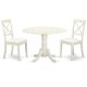 East West Furniture 3-Piece Linen White Finish Solid Wood Top - Dining Room Set - Seats 4 DLBO3-LWH-LC-440-HD