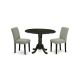 East West Furniture 3-Piece Black Finish Solid Wood Top-Round Dining Room Set with Dropleaf-Seats 4 DLAB3-BLK-06-440-HD