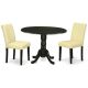 East West Furniture 3-Piece Black Finish Solid Wood Top-Round Dining Room Set with Dropleaf-Seats 4 DLAB3-BLK-73-440-HD
