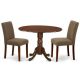 East West Furniture 3-Piece Mahogany Finish Solid Wood Top-Round Dining Room Set with Dropleaf-Seats 4 DLAB3-MAH-18-440-HD