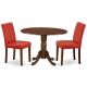 East West Furniture 3-Piece Mahogany Finish Solid Wood Top-Round Dining Room Set with Dropleaf-Seats 4 DLAB3-MAH-72-440-HD