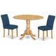 East West Furniture 3-Piece Natural Oak Finish Solid Wood Top-Round Dining Room Set with Dropleaf-Seats 4 DLAB3-OAK-55-440-HD
