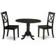 East West Furniture 3-Piece Black Finish Solid Wood Top-Round Dining Room Set with Dropleaf-Seats 4 DLBO3-BLK-W-440-HD