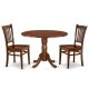 East West Furniture 3-Piece Mahogany Finish Solid Wood Top-Round Dining Room Set with Dropleaf-Seats 4 DLGR3-MAH-W-440-HD