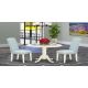 East West Furniture 3-Piece Linen white Solid Wood Top - Round Dining Room Set with Dropleaf - Seats 4 DLCE3-WHI-15-440-HD