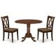 East West Furniture 3-Piece Mahogany Finish Solid Wood Top - Round Dining Room Set with Dropleaf - Seats 4 DLCL3-MAH-C-440-HD