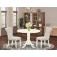 East West Furniture 3-Piece Linen white Solid Wood Top - Round Dining Room Set - Seats 4 DLGA3-WHI-35-440-HD