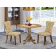 East West Furniture 3-Piece Natural Oil Finish Solid Wood Top - Round Dining Room Set - Seats 4 DLGA3-ANA-03-440-HD