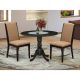 East West Furniture 3-Piece Wirebrushed Black Solid Wood Top - Round Dining Room Set - Seats 4 DLLA3-ABK-47-440-HD